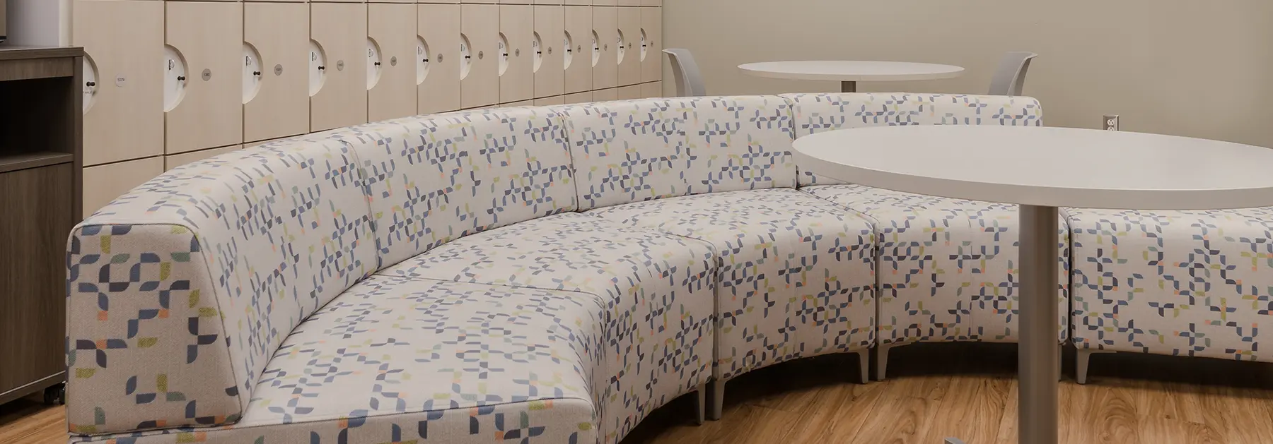 Sectional couch and lockers