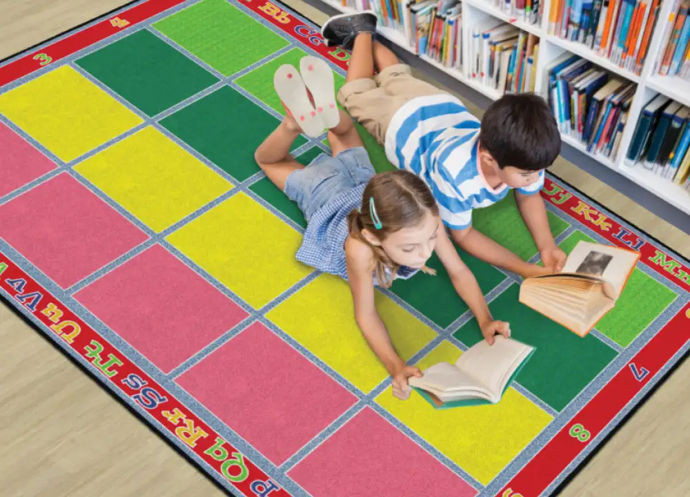 kids reading on carpet
